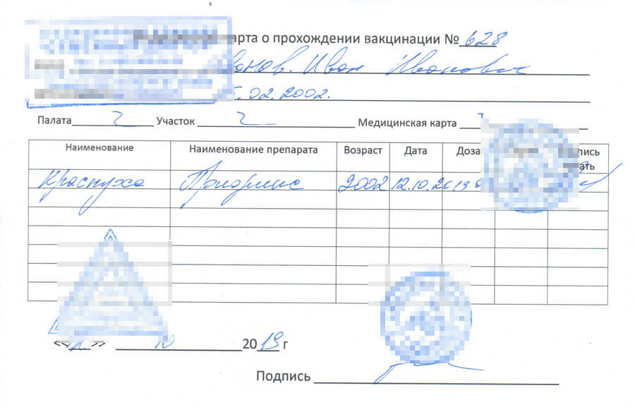 Купить справку о прививке от краснухи в Москве